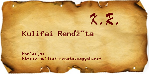 Kulifai Renáta névjegykártya